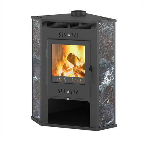 Печь-Камин ASTON 11кВт (180 м3) угловой Ø 150мм (Амфиболит)