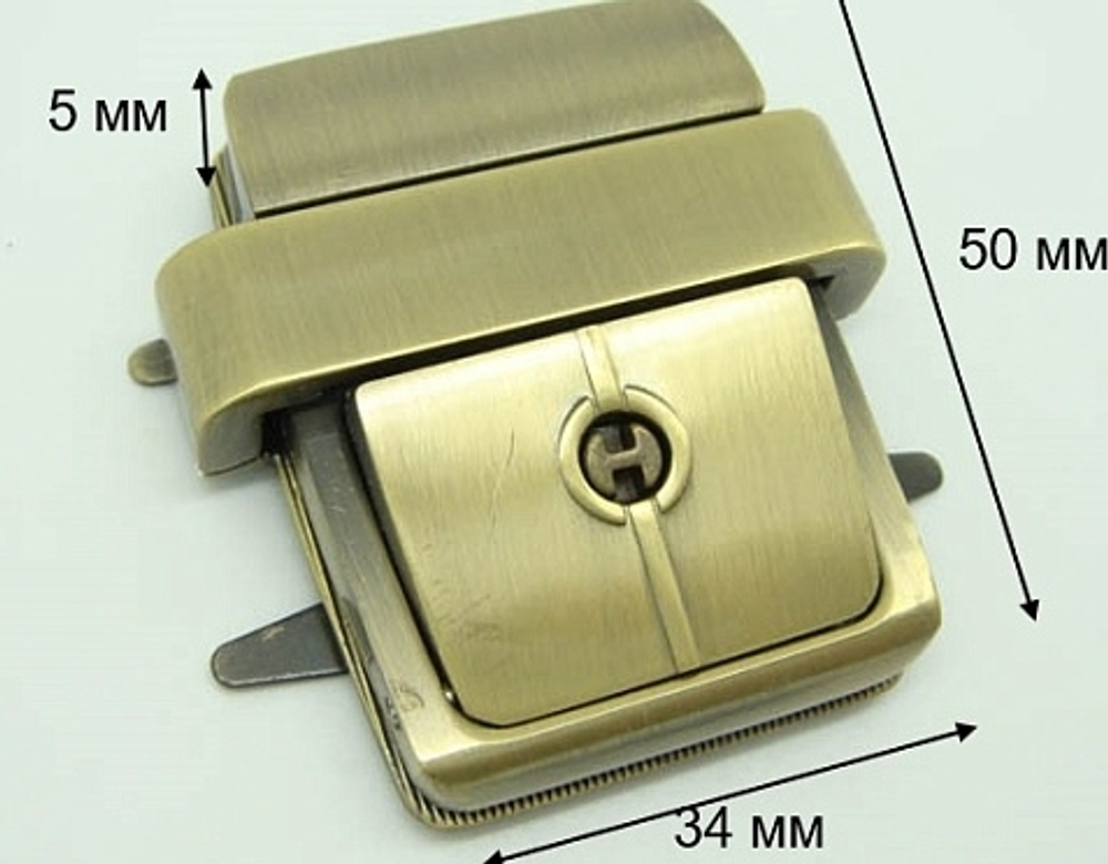 Замок-защелка портфельный на винтах 34*50 Антик