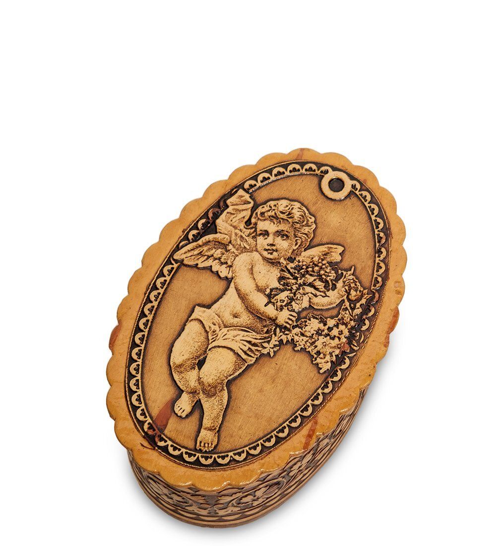 Народные промыслы BST-137 Шкатулка «Ангелочек» (береста)