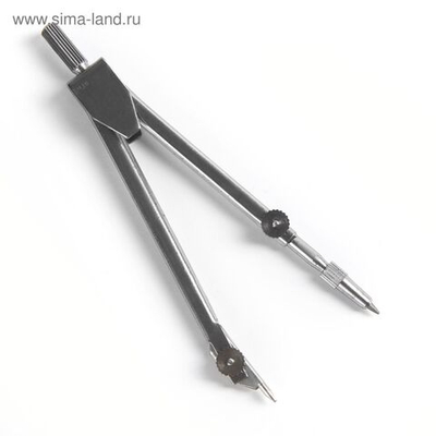 Циркуль металлический 110 мм, в пластиковом пенале, крышка - линейка, с грифелем, МИКС