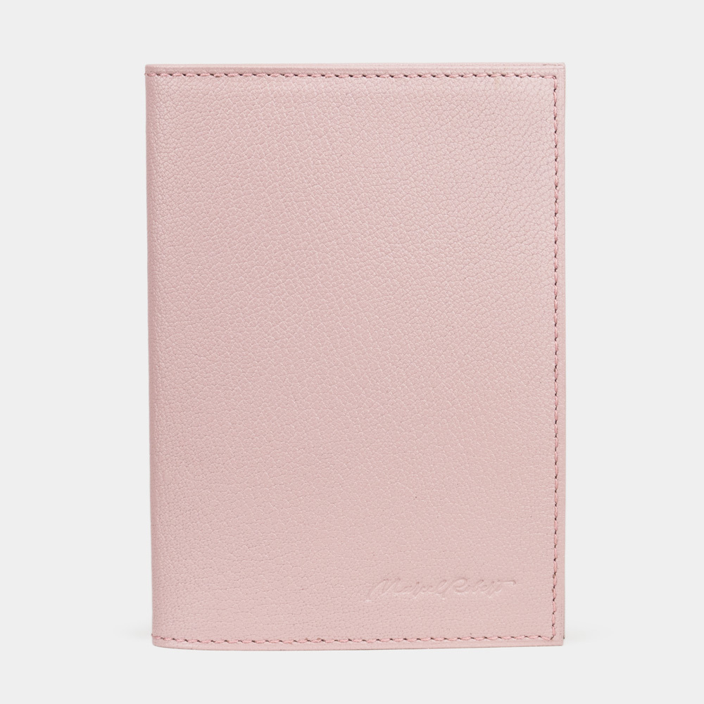 Обложка для паспорта и автодокументов Moscou Easy из натуральной кожи козы, пудрового цвета