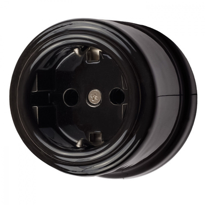 Розетка с З.К., керамика, цвет черный B1-101-03