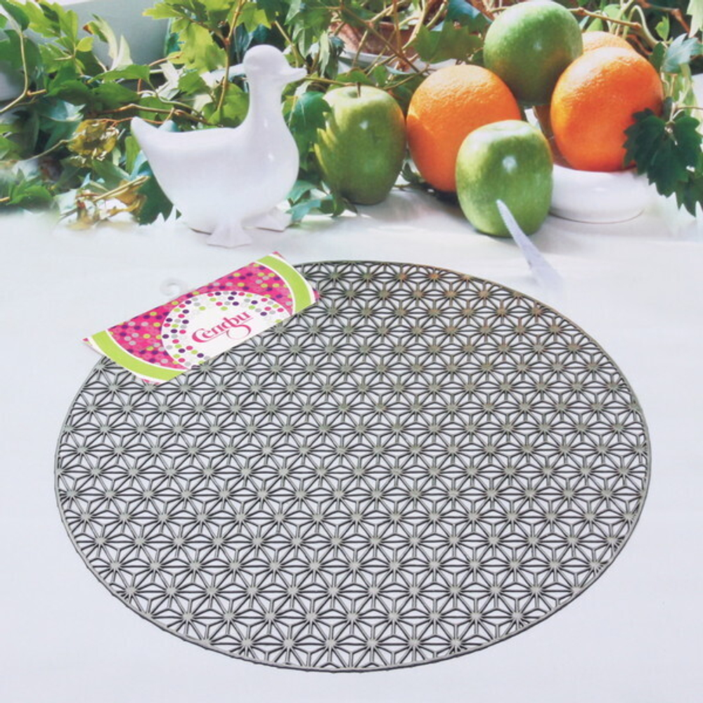 Салфетка плетеная 38см «Снежинка» серебро