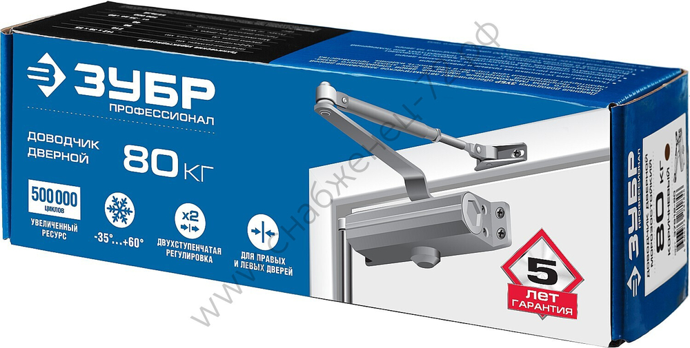 ЗУБР до 80 кг, цвет коричневый, дверной доводчик, Профессионал (37912-80)