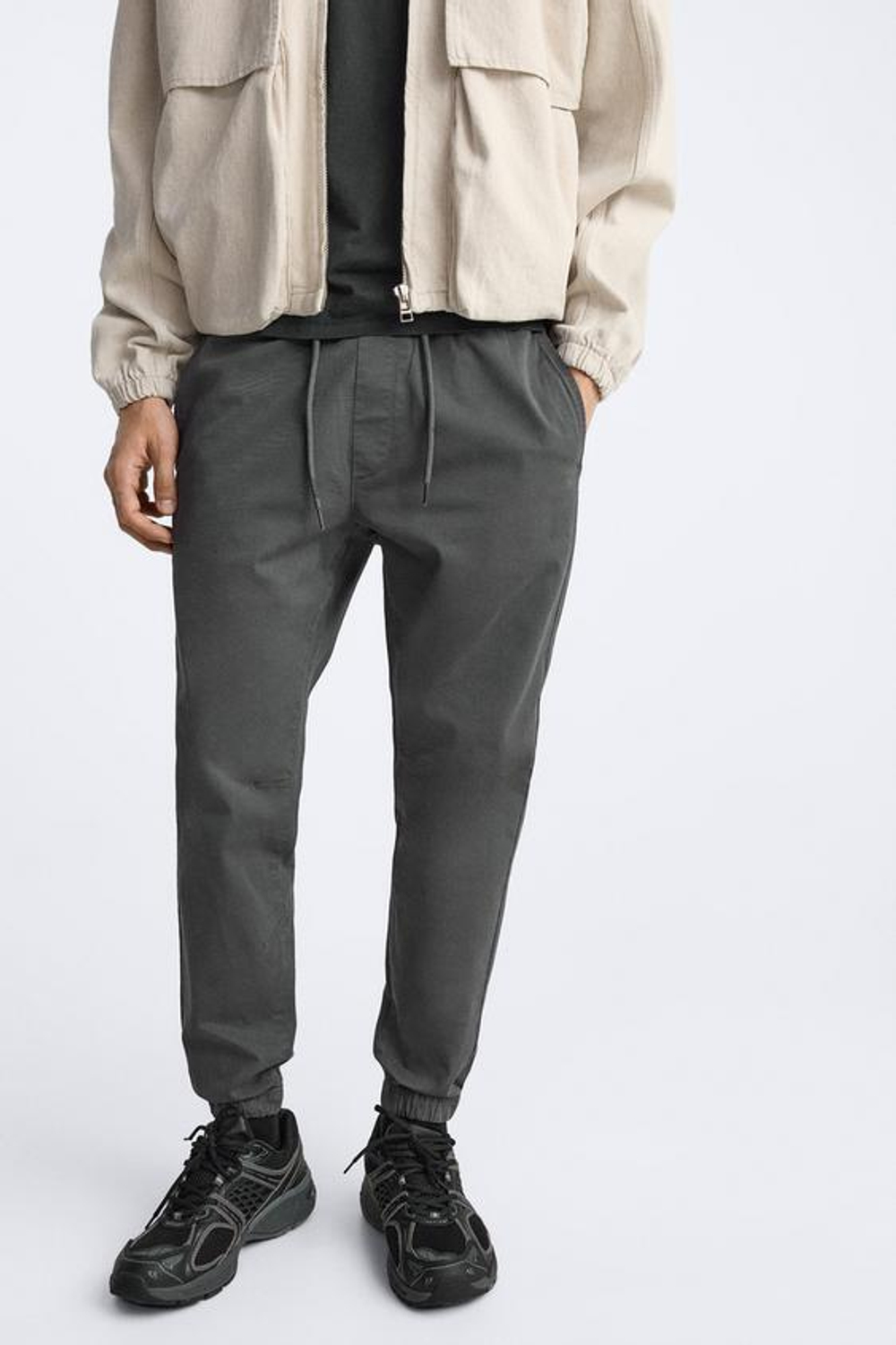 ZARA БРЮКИ-ДЖОГГЕРЫ, ТЕМНО-СЕРЫЙ