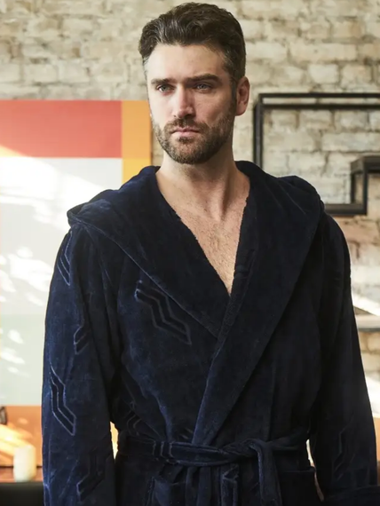 Халат мужской DOMINIC с капюшоном Синий "Polens"