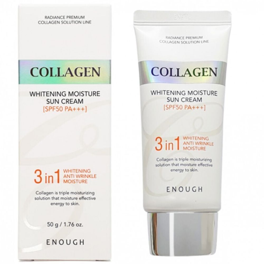 Крем солнцезащитный ENOUGH Collagen 3 in 1 Whitening Moisture Sun Cream SPF 50+ PA++++ 50 мл