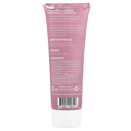 Dr. Brite, детская зубная паста против зубного налета, ягодный вкус, 114 г (4 унции)