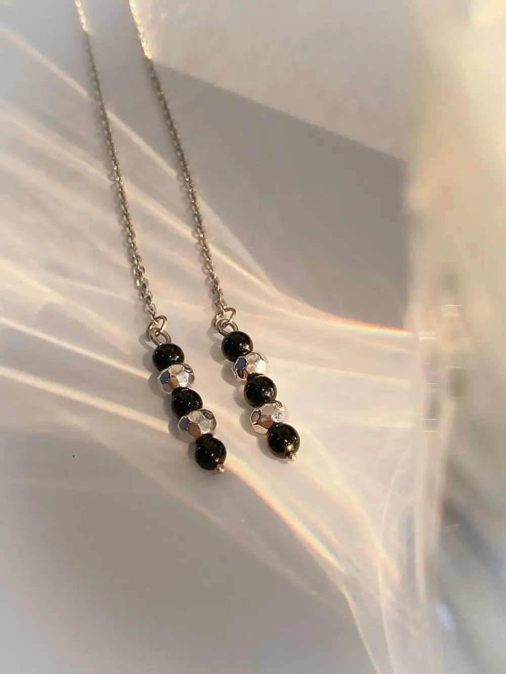 Серьги-протяжки Точка с агатом