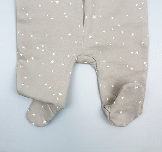 Комбинезон из футера с начесом, Свет звезд на бежевом