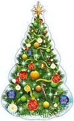 Плакат вырубной А4. Елочка новогодняя (с блестками)