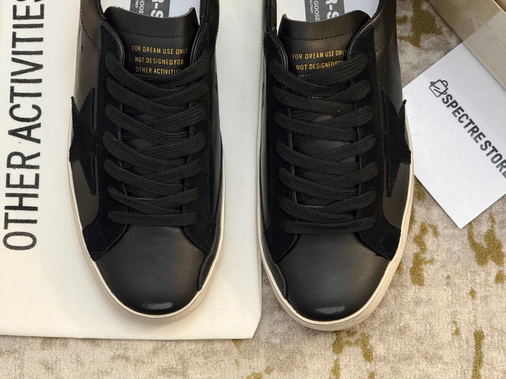 Super Star Black Nappa With Black Suede Star