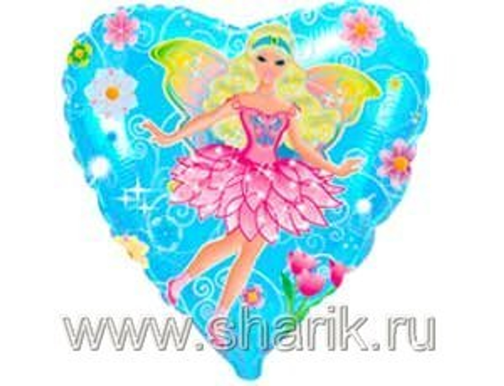 Шар фольга 18" "Фея с цветами" Сердце