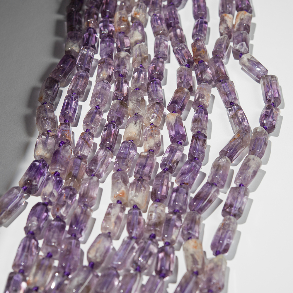 Ауралит натуральный (кварц с включениями), бочонки с гранями, 13-16*7-9мм