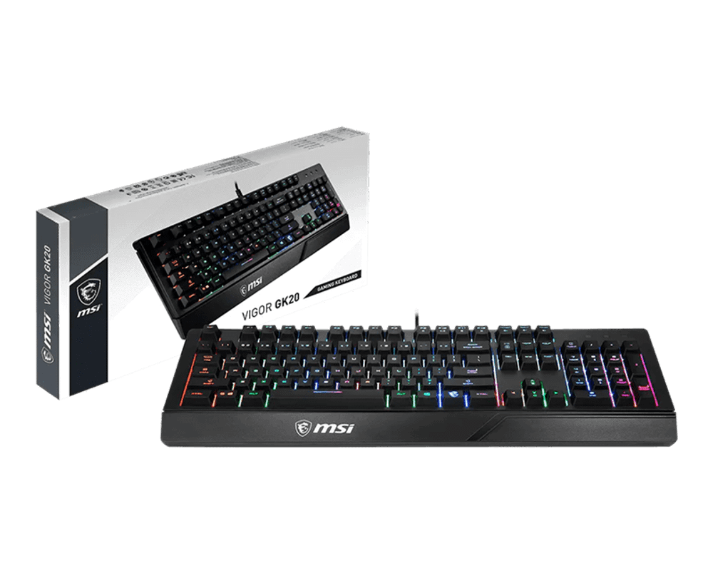 Игровая Клавиатура MSI Vigor GK20 RU, 108 клавиш, RGB SHOW,  кабель 1,8м, USB2.0