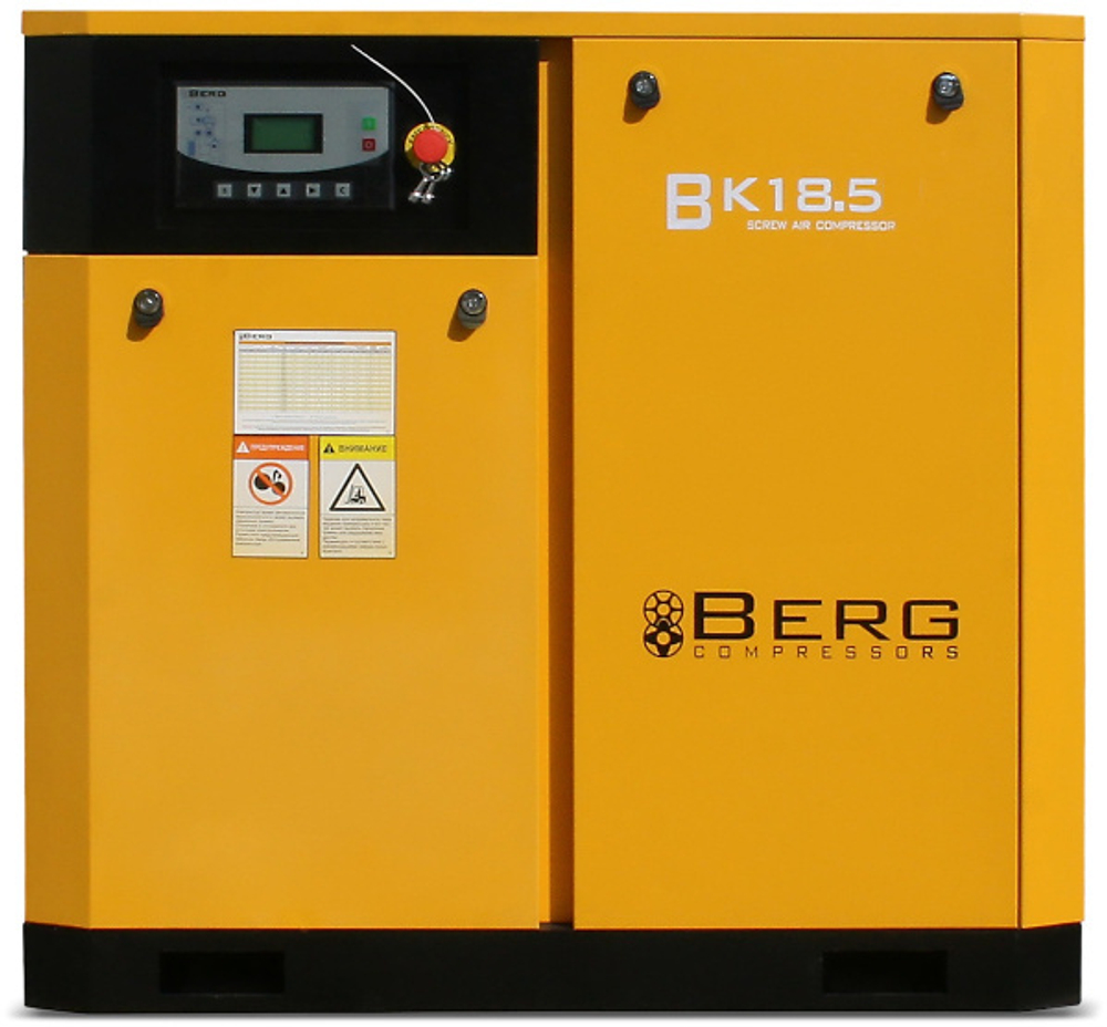Винтовой компрессор berg вк-18.5-e ip23 10 бар с прямым приводом с частотником