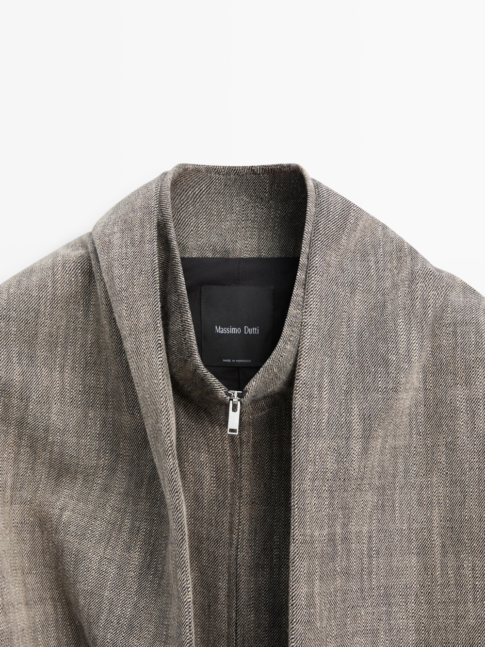 Massimo Dutti Куртка-бомбер в крапинку с шарфом, серый