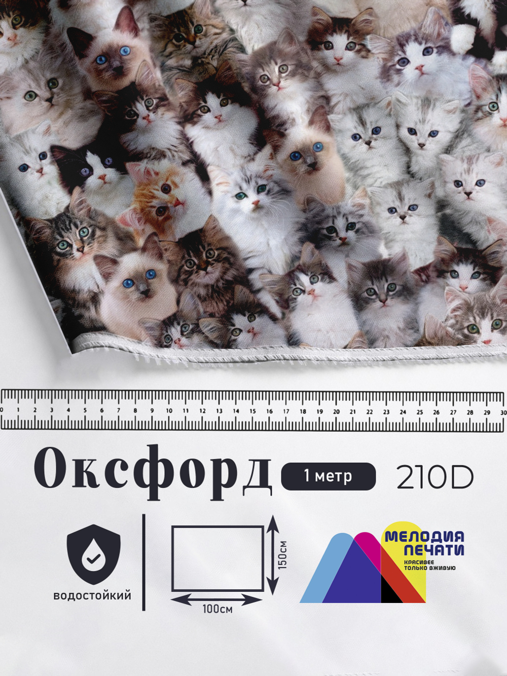 Оксфорд с принтом 1 метр №1 210 D