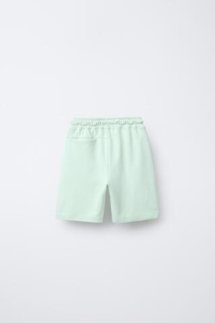 ZARA ШОРТЫ-БЕРМУДЫ В СПОРТИВНОМ СТИЛЕ, ЦВЕТ МОРСКОЙ ВОЛНЫ