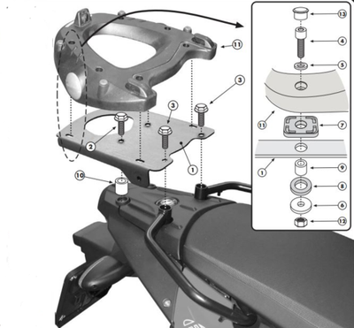 Крепёж для багажа Kappa для мотоцикла BMW F650GS-F800GS (с 2008 г.)