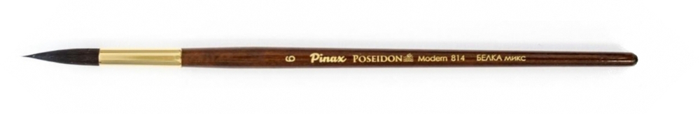 Кисть Pinax POSEIDON Белка микс КРУГЛАЯ №6 (короткая ручка)