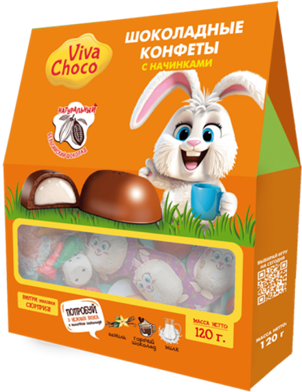 Ассорти Viva Choco Spring из молочного и темного шоколада c начинками: Молочная, Ванильная, Шоколадная 120г