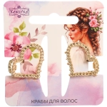 Заколка-краб для волос 2шт «AKS - DesignPRO», сердечки, цвет золото и хром, 2,8*2,5см