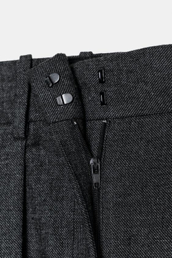 ZARA ШИРОКИЕ БРЮКИ С ЗАЩИПАМИ — ZW COLLECTION, СЕРЫЙ МЕЛАНЖ