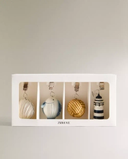 ZARA HOME ПРИЩЕПКИ ДЛЯ СКАТЕРТИ (НАБОР ИЗ 4 ШТ.), СИНИЙ