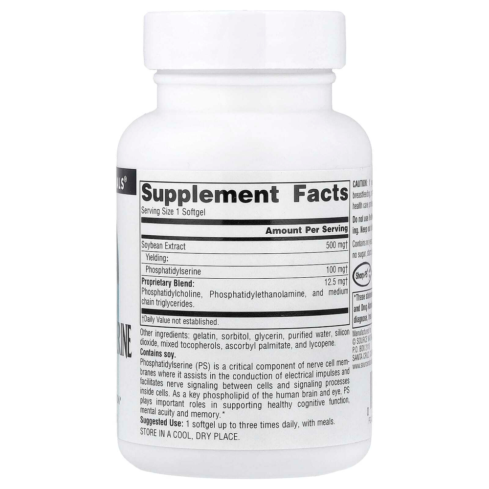 Source Naturals, комплекс с фосфатидилсерином, 500 мг, 60 капсул