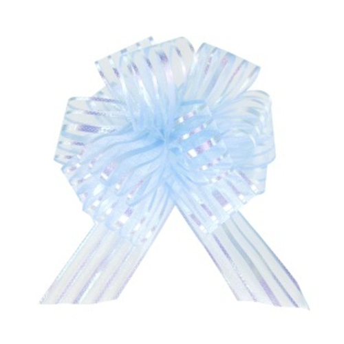 Текстильный бант Шар, Тонкие полосы, Голубой, 15 см, 1 шт. в упак.