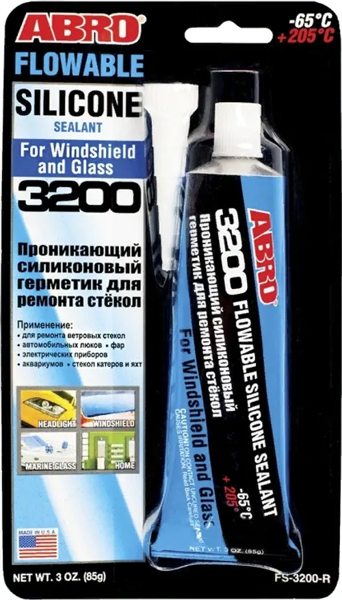 Герметик проникающий силиконовый Abro, для ремонта стёкол, 85 г