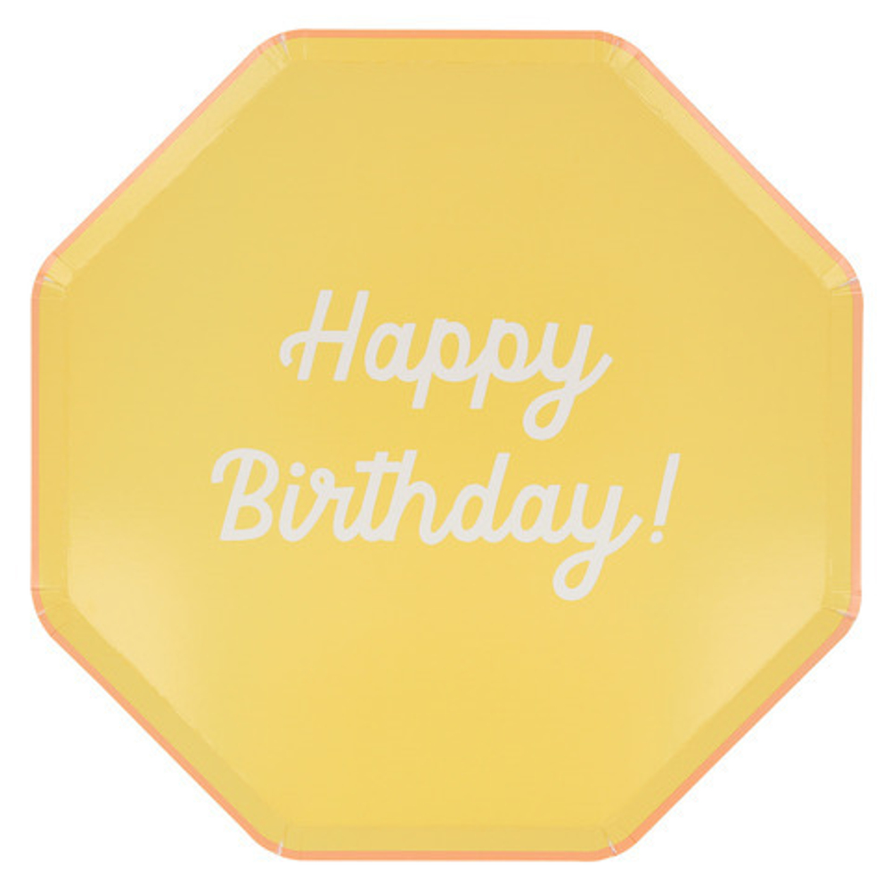 Тарелки большие цветные "Happy Birthday" 8 шт.