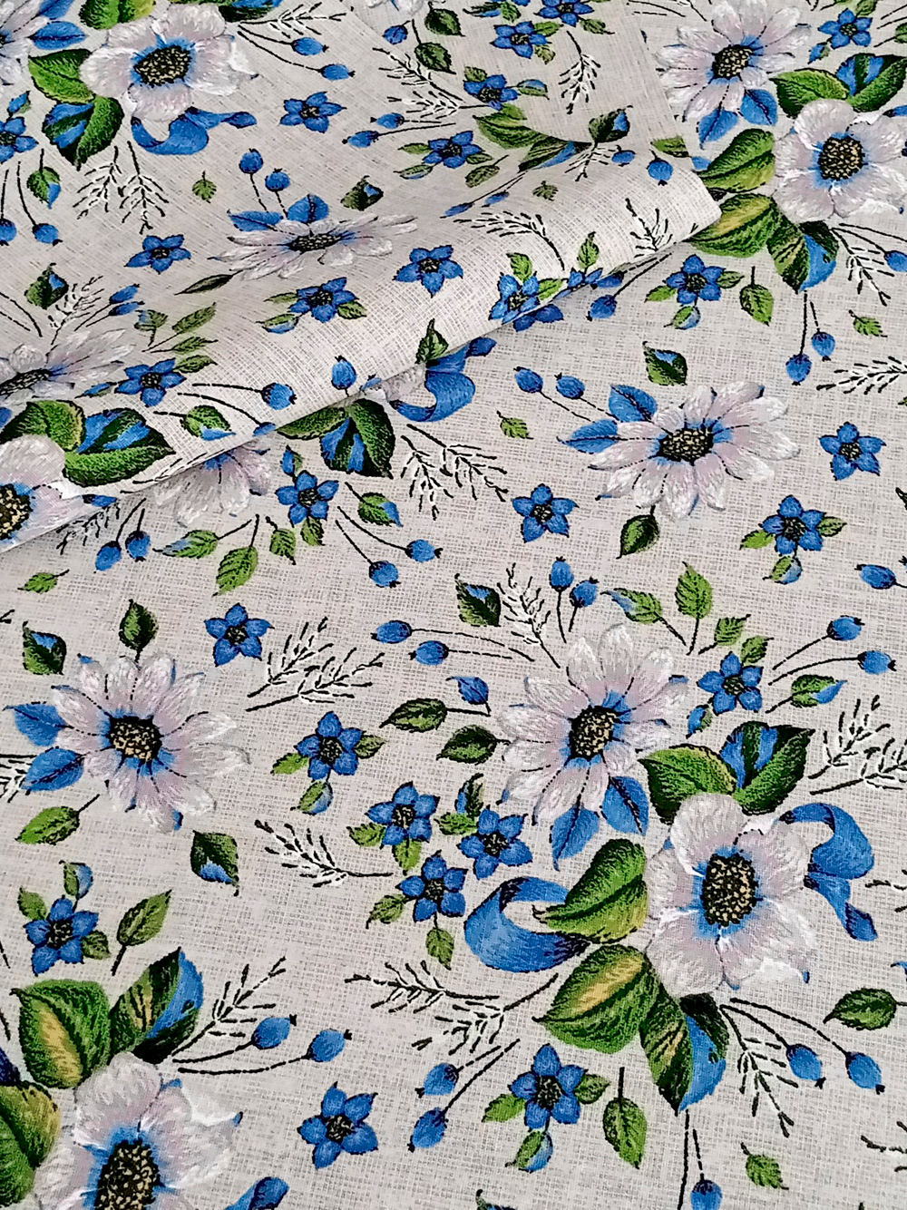 Ткань бязь плательная, рис. "Ромашки", ширина 150 см, арт. 213