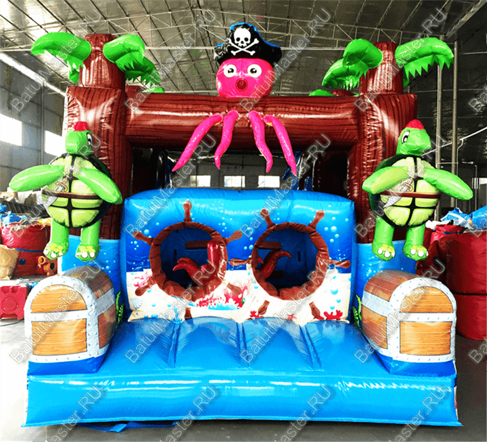 Коммерческий надувной батут "Пират-осьминог"