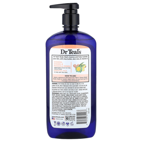 Dr. Teal's, Гель для душа с чистой английской солью, снятие стресса, 710 мл (24 жидк. Унции)