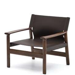 Кресло Jan из переработанной кожи темно-коричневого цвета и ясеня в ореховом цвете