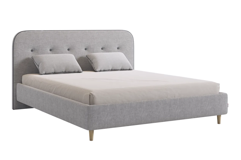 Кровать с основанием Лео 160х200 см (галька (велюр)/графит (велюр)), (графит (велюр)/галька (велюр)), (латте (велюр)/капучино (велюр)), (мята (велюр)/галька (велюр)), (топаз (велюр)/галька (велюр))