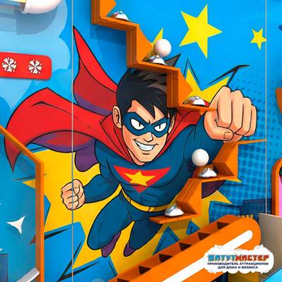 Интерактивная стена для игровой комнаты «Энергия Героя», 3,3×0,5×1,8 м