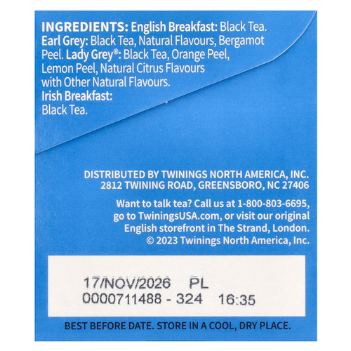 Twinings, черный чай, набор разных сортов, 20 чайных пакетиков, 40 г (1,41 унции)