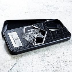 Дорогой чехол для iPhone Георгий Победоносец - Euphoria HM Premium - натуральная кожа ювелирный сплав