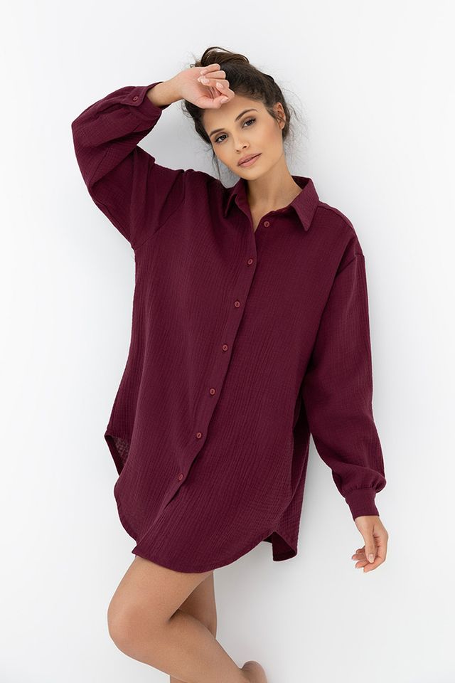 Рубашка винного оттенка Ivory 111225