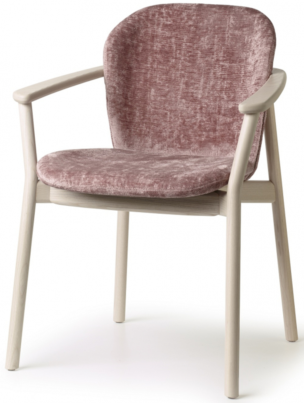 Кресло деревянное с обивкой Scab Design Natural Finn, белый ясень, розовый