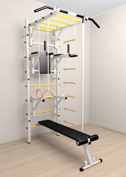 Шведская стенка Sv Sport усиленная 627 (Турник рукоход/Брусья/Стойка/Скамья/Канат/Кольца/Лестница)