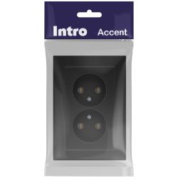 Розетка Intro Accent 6-204-05 двойная 2х2P 16А-250В IP20 СУ AL/CU антрацит
