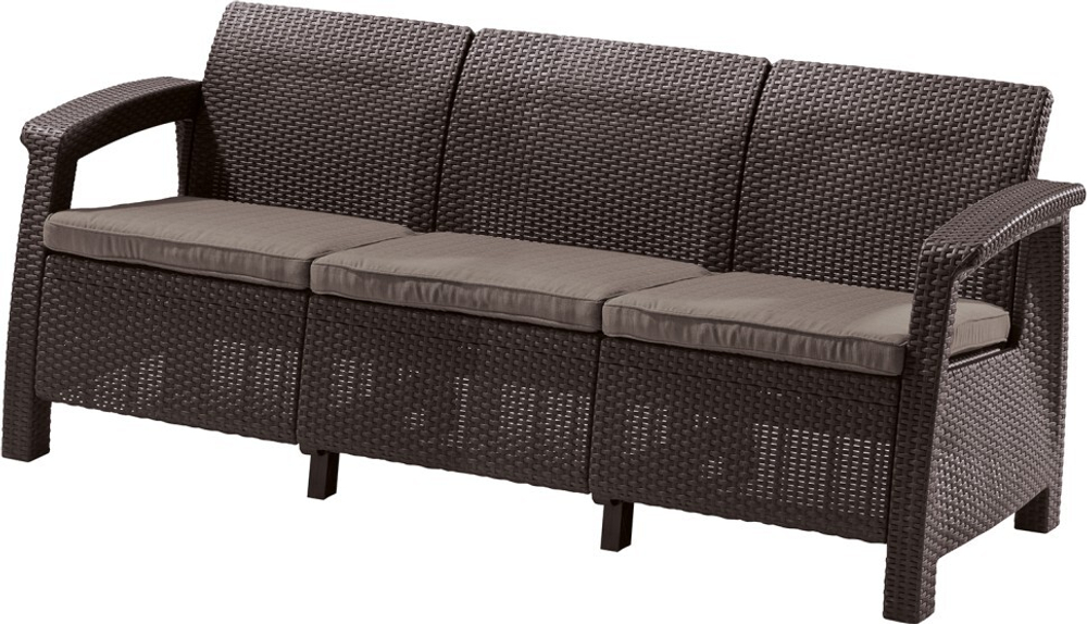 Диван пластиковый Корфу Макс (Corfu love seat max) коричневый (производство Россия)