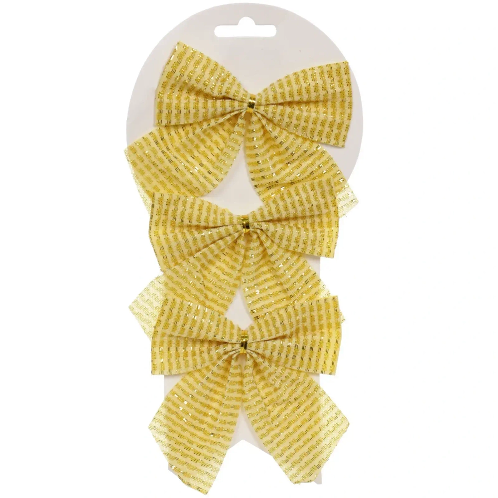 Бант на ёлку «Волшебство» 11*11 cм (набор 3 шт), Золото