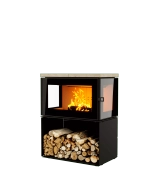 Печь-Камин АСТОВ КУБ 3С 800 на дровнике