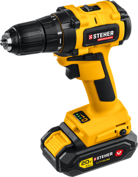 Дрель-шуруповерт бесщеточная STEHER CDB-200-1, 1 АКБ, 20 В, кейс