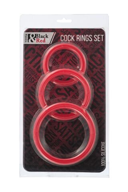 Набор эрекционных колец Black&Red by TOYFA, силикон, красный, Ø6/5/4 см